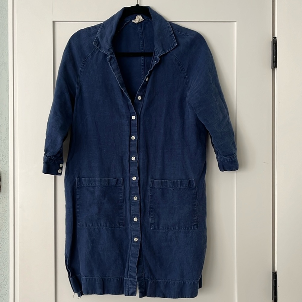 Beaton Linen Raglan Coat Dress, Indigo